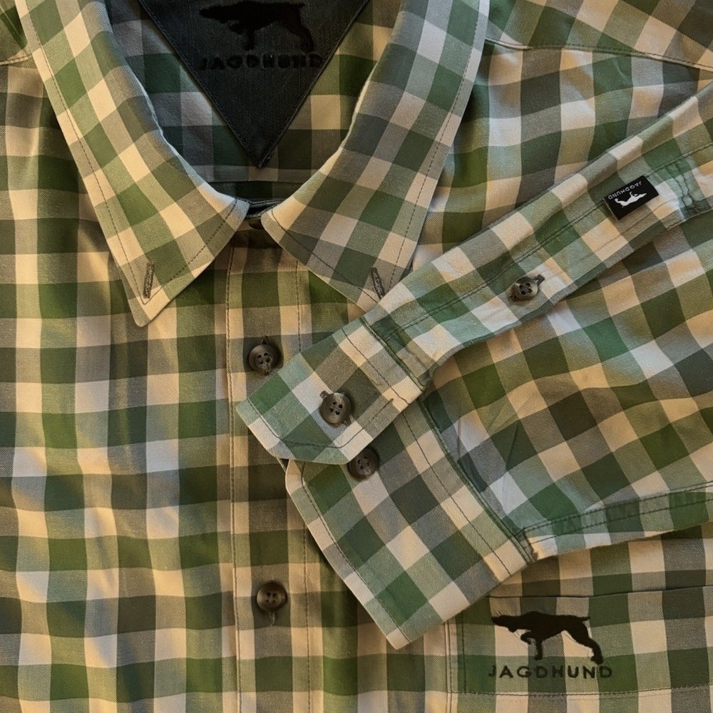 JAGDHUND Siegfried Mens‎ Dress Shirt XXL Long Sleeve Button Down Green Check